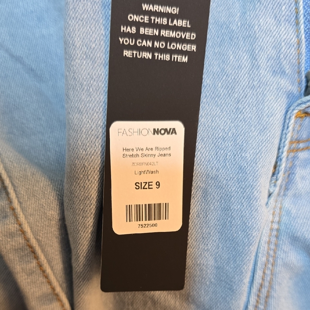 Fashion Nova Light Blue Ripped Jeans